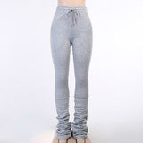 Thick Stacked Sweatpants For Woomen Drawstring High Waisted Trousers