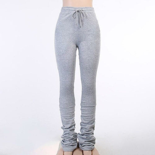 Thick Stacked Sweatpants For Woomen Drawstring High Waisted Trousers